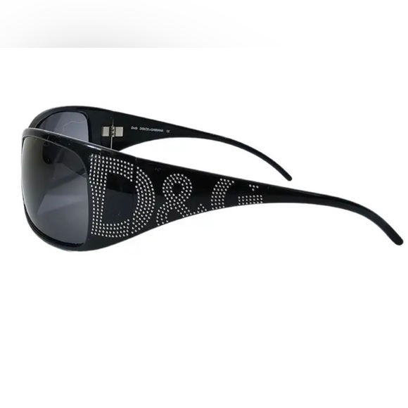 Dolce & Gabbana Black Studded Logo/ Grey Gradient Sunglasses vintage rare Y2K - Picture 1 of 9
